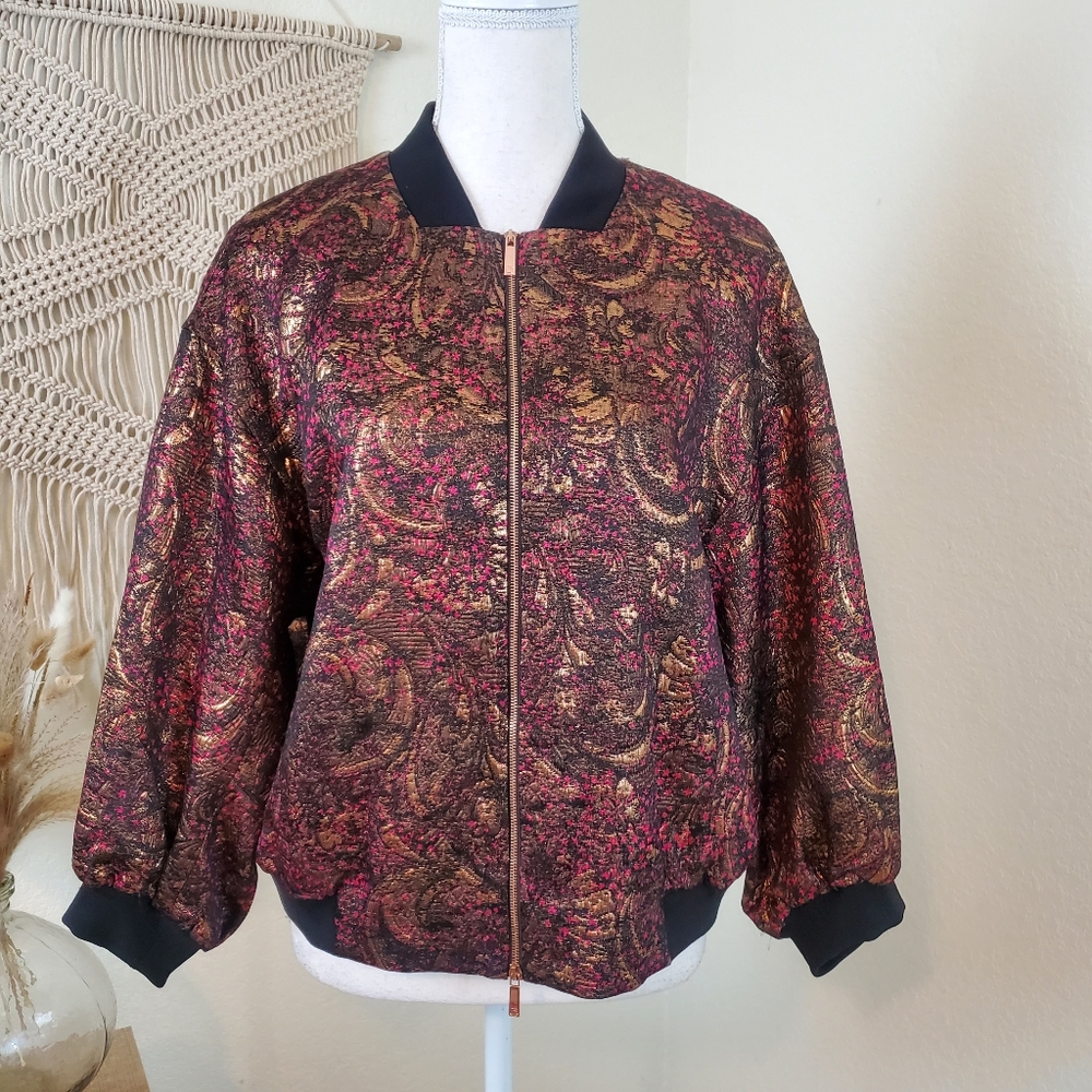LAFAYETTE 148 Silk blend Printed Evening Jacket! Size Large!